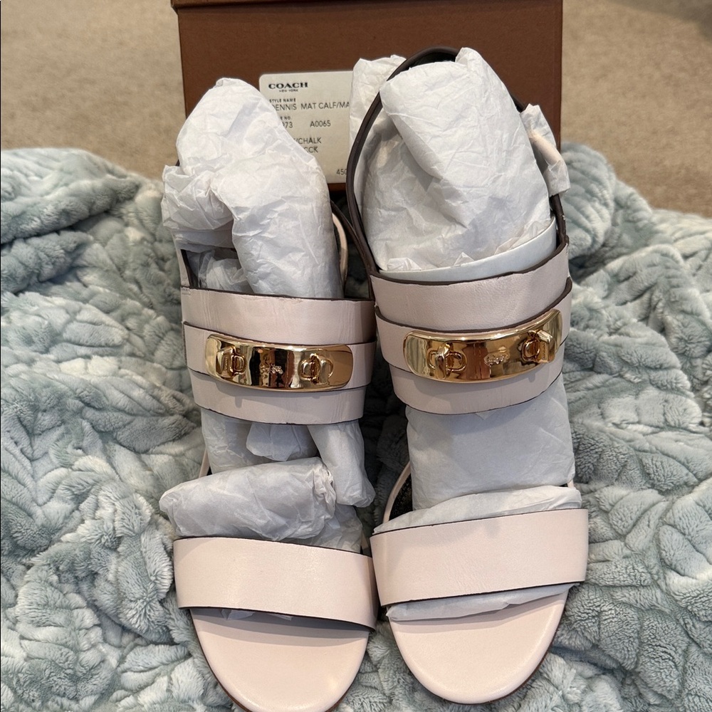 Coach Women's Blush Sandals with Gold Details